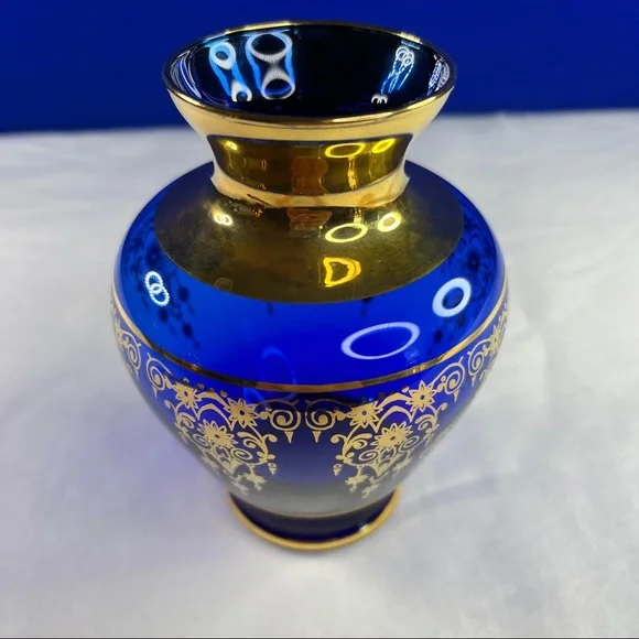 Murano | Accents | Blue Vecchia Murano Art Glass Vases 5 Tall 24k